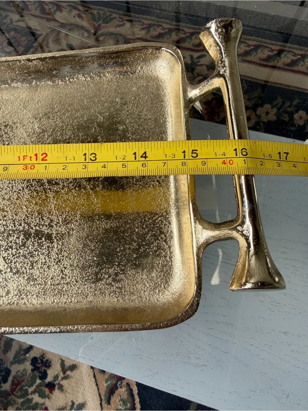 Luxury Gold Decorative Tray with Handles – Glam Vanity or Coffee Table Accent